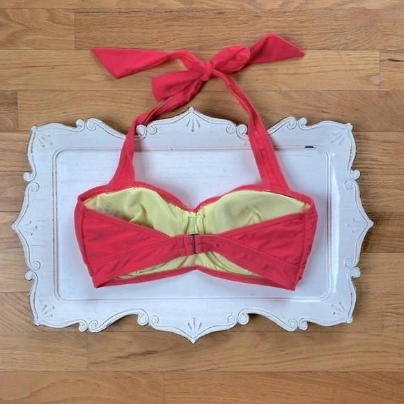 NWOT Athleta Halter Bikini Top Pink/Orange 32D/DD - Picture 2 of 8